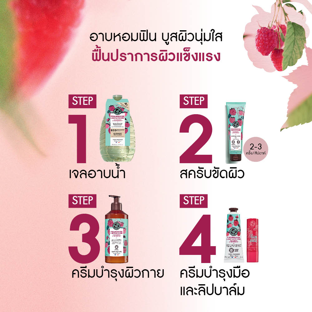 ราสเบอร์รี่ แอนด์ เปเปอร์มิ้นท์ เอเนอไจซิ่ง บาธ แอนด์ ชาวเวอร์ เจล (อีโค-รีฟีล) 600 มล.