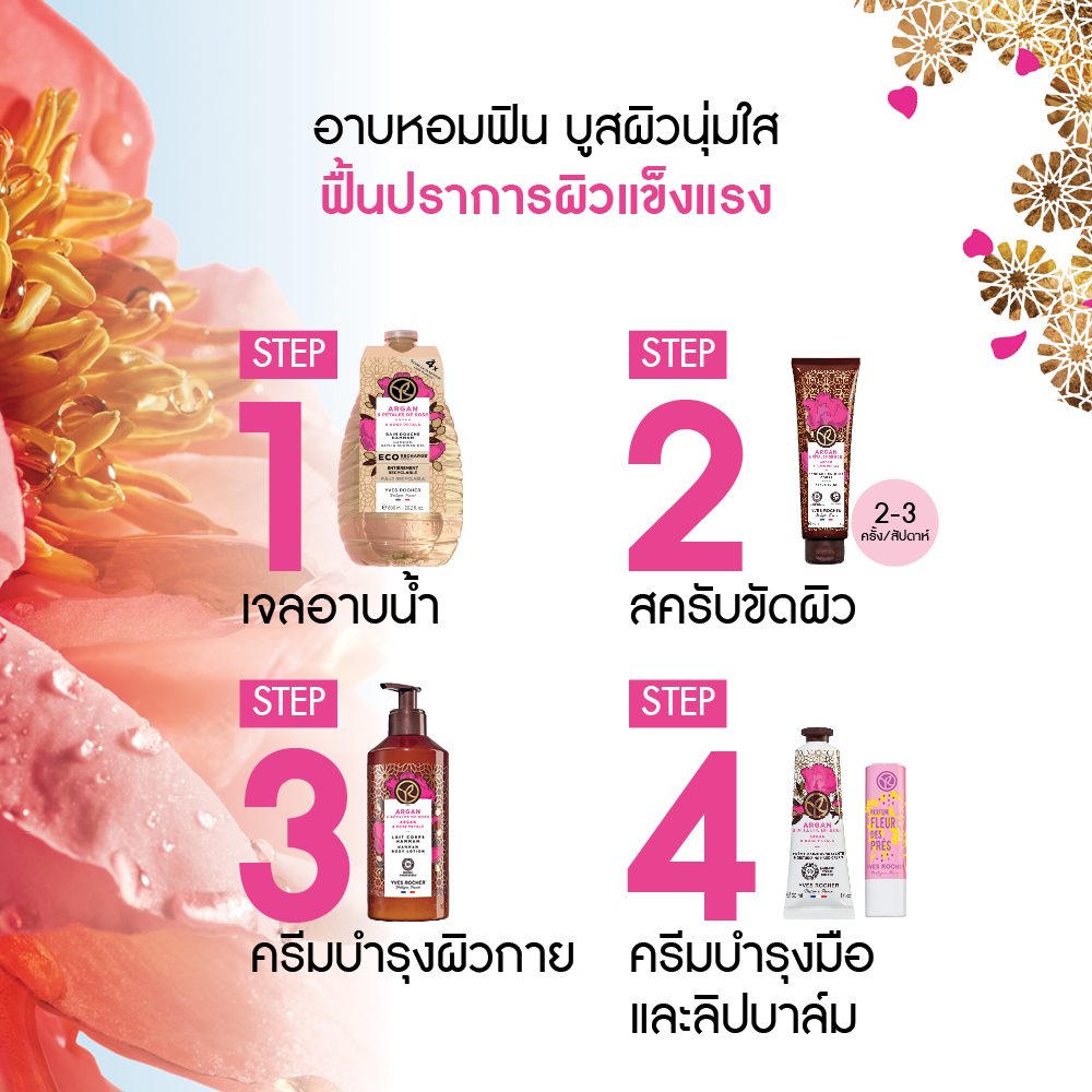 อาร์เกน แอนด์ โรส พีทัล ฮัมมัม บาธ แอนด์ ชาวเวอร์ เจล (อีโค-รีฟีล) 600 มล.